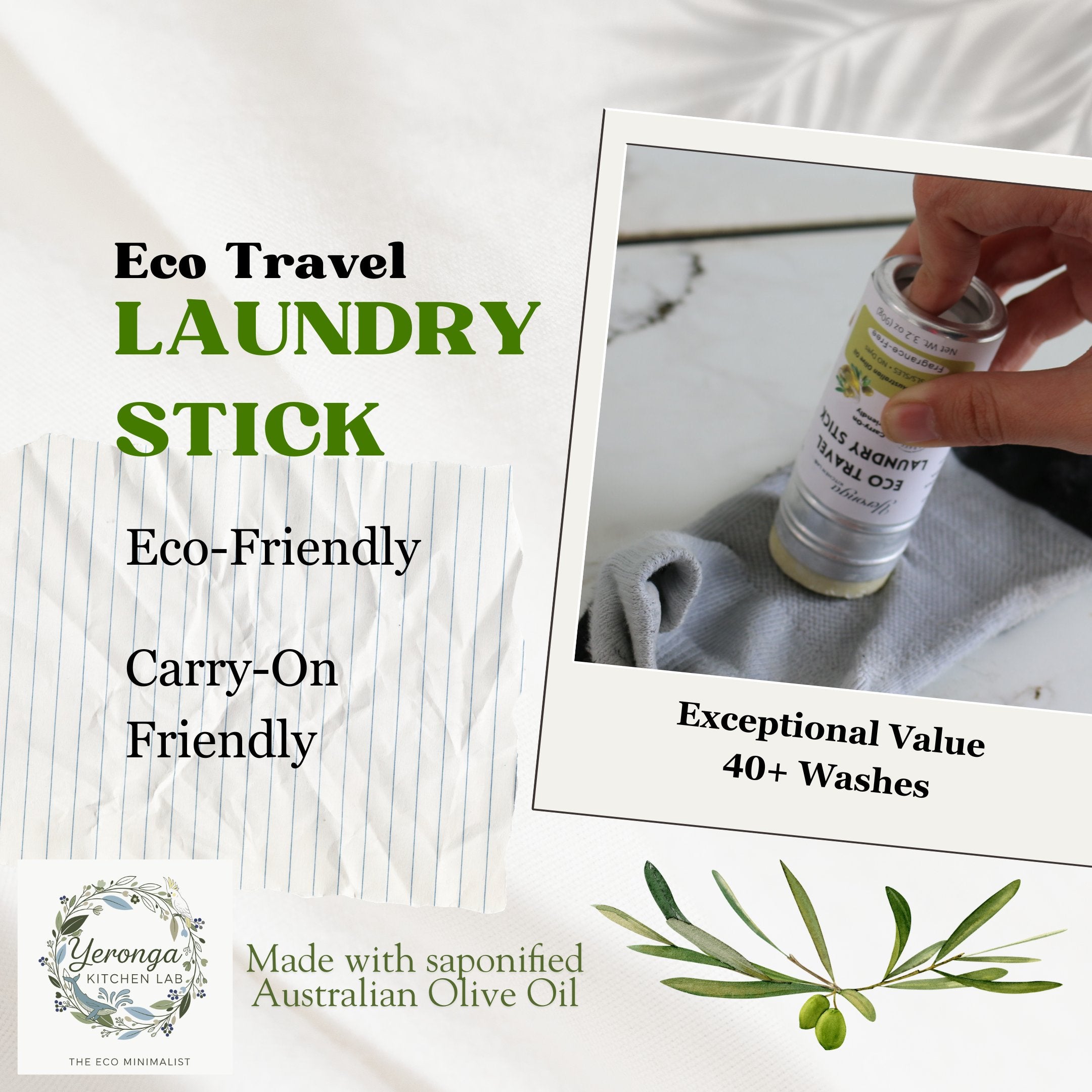 Aussie Olive Eco Travel Laundry Stick | 90g